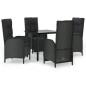 vidaXL Set de muebles jardín 5 pzas con cojines ratán sintético negro vidaXL Set de muebles jardín 5 pzas con cojines ratán sintético negro