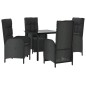 vidaXL Set de muebles jardín 5 pzas con cojines ratán sintético negro vidaXL Set de muebles jardín 5 pzas con cojines ratán sintético negro