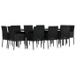 vidaXL Set de comedor jardín 11 pzas con cojines ratán sintético negro vidaXL Set de comedor jardín 11 pzas con cojines ratán sintético negro