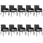 vidaXL Set de comedor jardín 11 pzas con cojines ratán sintético negro vidaXL Set de comedor jardín 11 pzas con cojines ratán sintético negro