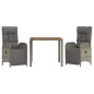 vidaXL Set comedor de jardín 3 piezas con cojines ratán sintético gris vidaXL Set comedor de jardín 3 piezas con cojines ratán sintético gris