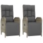 vidaXL Set comedor de jardín 3 piezas con cojines ratán sintético gris vidaXL Set comedor de jardín 3 piezas con cojines ratán sintético gris