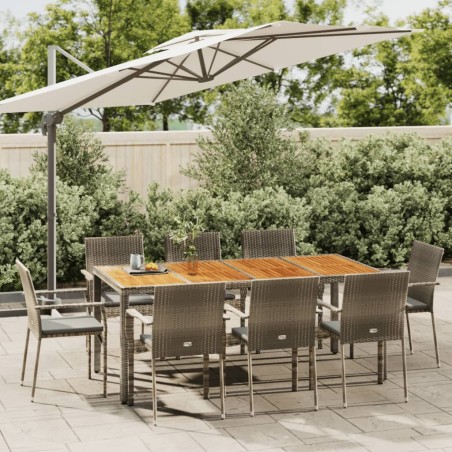 vidaXL Set comedor jardín 9 pzas y cojines ratán sintético gris