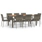 vidaXL Set comedor jardín 9 pzas y cojines ratán sintético gris vidaXL Set comedor jardín 9 pzas y cojines ratán sintético gris