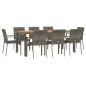 vidaXL Set comedor jardín 9 pzas y cojines ratán sintético gris vidaXL Set comedor jardín 9 pzas y cojines ratán sintético gris