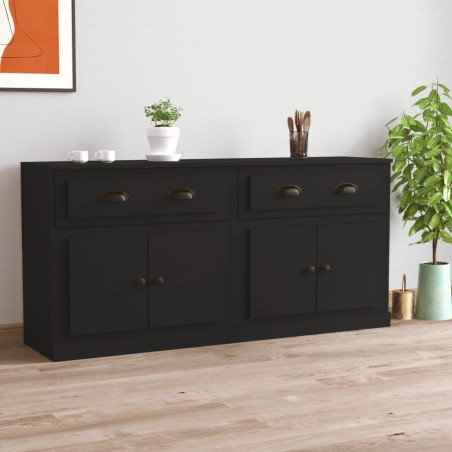vidaXL Aparadores 2 uds madera contrachapada negro