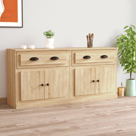 vidaXL Aparadores 2 piezas madera contrachapada color roble sonoma