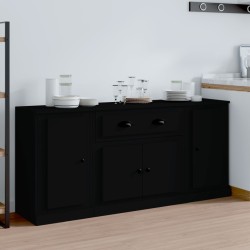 vidaXL Aparadores 3 piezas madera contrachapada negro