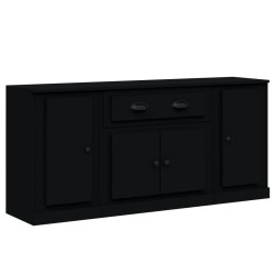vidaXL Aparadores 3 piezas madera contrachapada negro