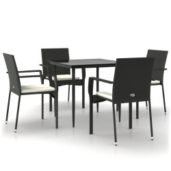 vidaXL Set de muebles jardín 5 pzas con cojines ratán sintético negro