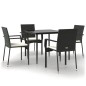 vidaXL Set de muebles jardín 5 pzas con cojines ratán sintético negro vidaXL Set de muebles jardín 5 pzas con cojines ratán sintético negro