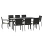 vidaXL Set de comedor de jardín 9 pzas y cojines ratán sintético negro vidaXL Set de comedor de jardín 9 pzas y cojines ratán sintético negro