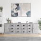 vidaXL Aparadores 3 piezas madera contrachapada gris hormigón vidaXL Aparadores 3 piezas madera contrachapada gris hormigón