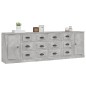 vidaXL Aparadores 3 piezas madera contrachapada gris hormigón vidaXL Aparadores 3 piezas madera contrachapada gris hormigón