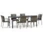 vidaXL Set comedor jardín 7 pzas y cojines ratán sintético negro gris vidaXL Set comedor jardín 7 pzas y cojines ratán sintético negro gris