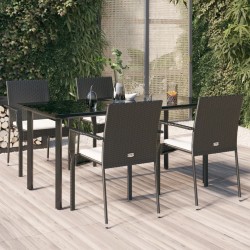 vidaXL Set de muebles jardín 5 pzas con cojines ratán sintético negro
