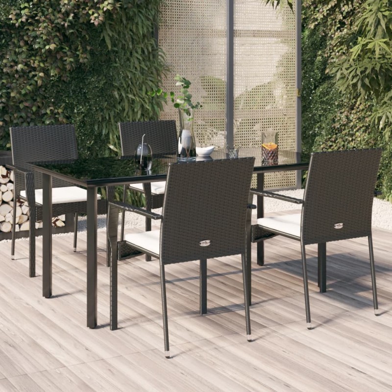 vidaXL Set de muebles jardín 5 pzas con cojines ratán sintético negro