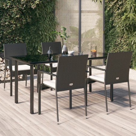 vidaXL Set de muebles jardín 5 pzas con cojines ratán sintético negro