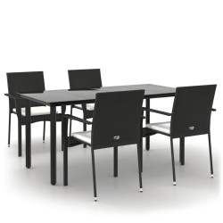 vidaXL Set de muebles jardín 5 pzas con cojines ratán sintético negro