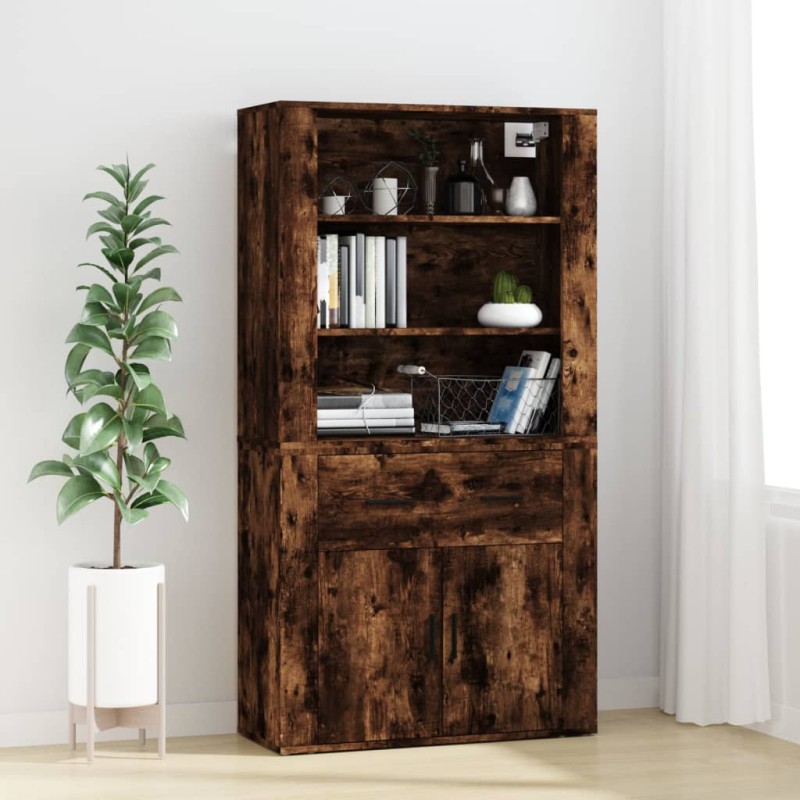 vidaXL Aparador alto madera contrachapada roble ahumado vidaXL Aparador alto madera contrachapada roble ahumado