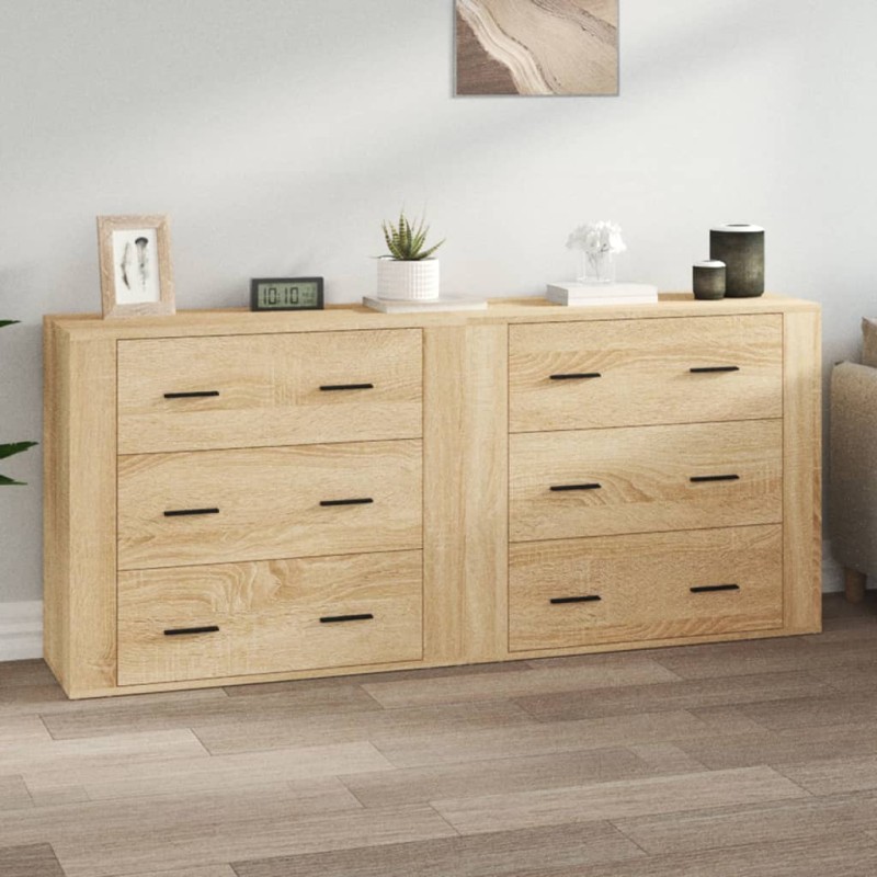 vidaXL Aparadores 2 piezas madera contrachapada color roble sonoma vidaXL Aparadores 2 piezas madera contrachapada color roble sonoma