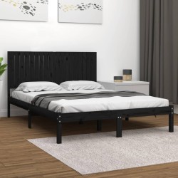 vidaXL Estructura de cama madera maciza Super King negro 180x200 cm