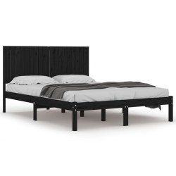 vidaXL Estructura de cama madera maciza Super King negro 180x200 cm