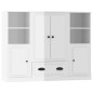vidaXL Aparador alto de madera 3 piezas contrachapada blanco brillo vidaXL Aparador alto de madera 3 piezas contrachapada blanco brillo