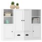 vidaXL Aparador alto de madera 3 piezas contrachapada blanco brillo vidaXL Aparador alto de madera 3 piezas contrachapada blanco brillo