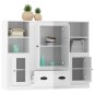 vidaXL Aparador alto de madera 3 piezas contrachapada blanco brillo vidaXL Aparador alto de madera 3 piezas contrachapada blanco brillo