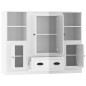 vidaXL Aparador alto de madera 3 piezas contrachapada blanco brillo vidaXL Aparador alto de madera 3 piezas contrachapada blanco brillo