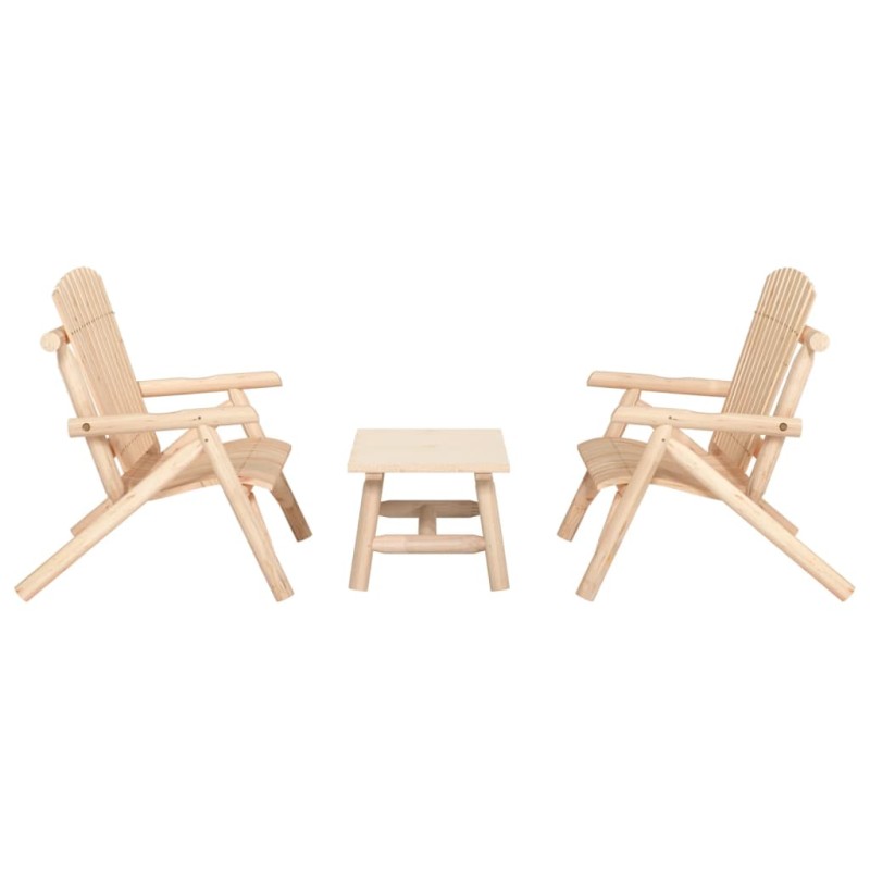 vidaXL Juego de muebles de jardín 3 piezas madera maciza de abeto