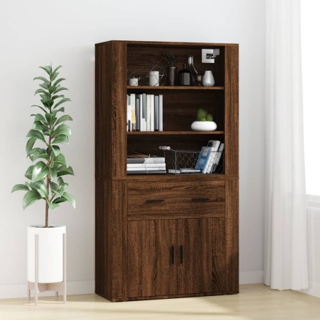 vidaXL Aparador alto madera contrachapada marrón roble
