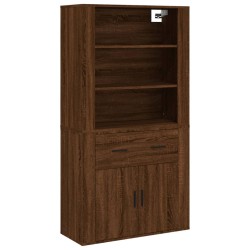 vidaXL Aparador alto madera contrachapada marrón roble