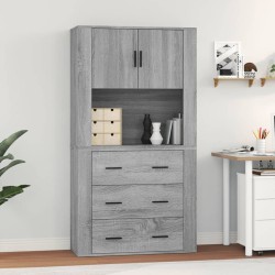 vidaXL Aparador alto de madera contrachapada gris Sonoma