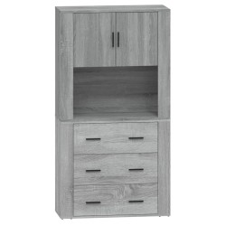 vidaXL Aparador alto de madera contrachapada gris Sonoma