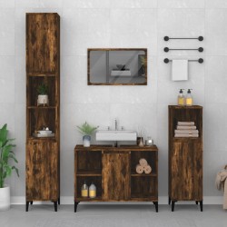 vidaXL Set de muebles baño 3 pzas madera contrachapada roble ahumado