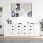vidaXL Aparadores 3 piezas madera contrachapada blanco