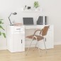vidaXL Escritorio con armario contrachapada blanco brillo vidaXL Escritorio con armario contrachapada blanco brillo