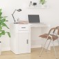 vidaXL Escritorio con armario contrachapada blanco brillo vidaXL Escritorio con armario contrachapada blanco brillo
