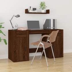 vidaXL Escritorio con armario contrachapada roble marrón