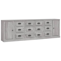vidaXL Aparadores 3 piezas madera contrachapada gris Sonoma