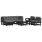 vidaXL Juego de muebles de jardín 7 pzas y cojines madera maciza negro vidaXL Juego de muebles de jardín 7 pzas y cojines madera maciza negro