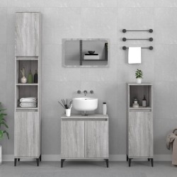 vidaXL Set de muebles de baño 3 pzas madera contrachapada gris sonoma