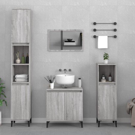 vidaXL Set de muebles de baño 3 pzas madera contrachapada gris sonoma