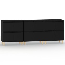 vidaXL Aparadores 3 uds madera contrachapada negro 60x35x70 cm