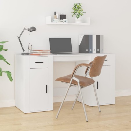 vidaXL Escritorio con armario madera contrachapada blanco