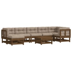 vidaXL Juego muebles jardín 8 pzas y cojines madera maciza marrón miel