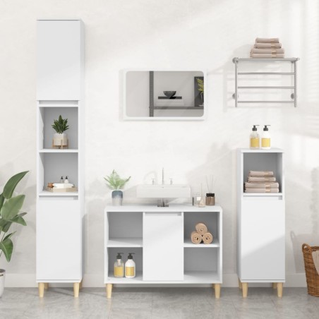vidaXL Juego de muebles de baño 3 pzas madera contrachapada blanco