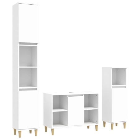 vidaXL Juego de muebles de baño 3 pzas madera contrachapada blanco